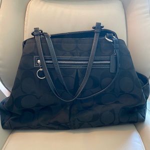 Black Coach Signature Canvas Tote Travel Work Bag